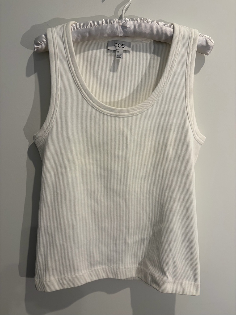 COS Cream Ribbed Scoop Neck Tank